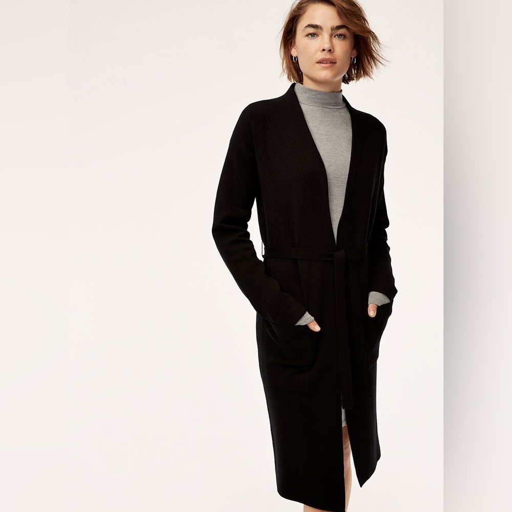 Aritzia Babaton Ty Duster Longline Cardigan Xs Black View 2
